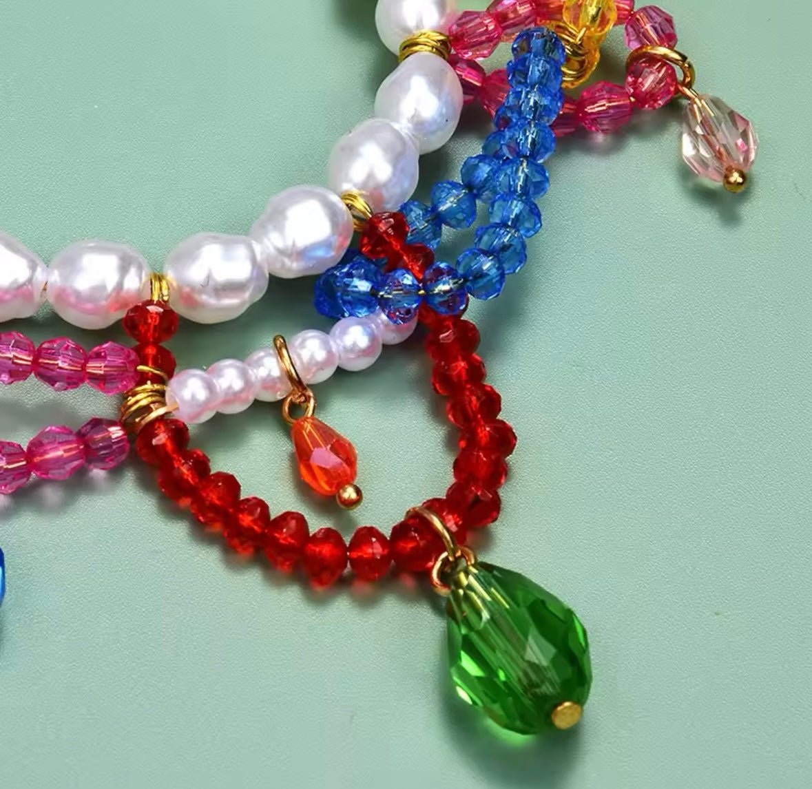 Vibrant Multicolor Crystal & Pearl Statement Hoop Earrings - Gimmie Jewelry