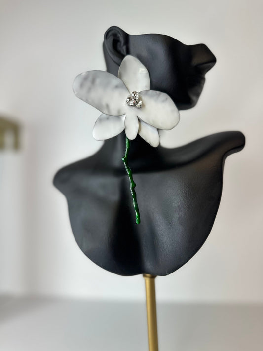 Enamel Orchid Statement Earrings Bold Floral Design - Gimmie Jewelry