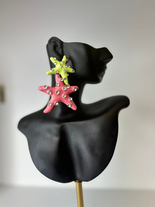 Bold Crystal Starfish Statement Earrings - Gimmie Jewelry
