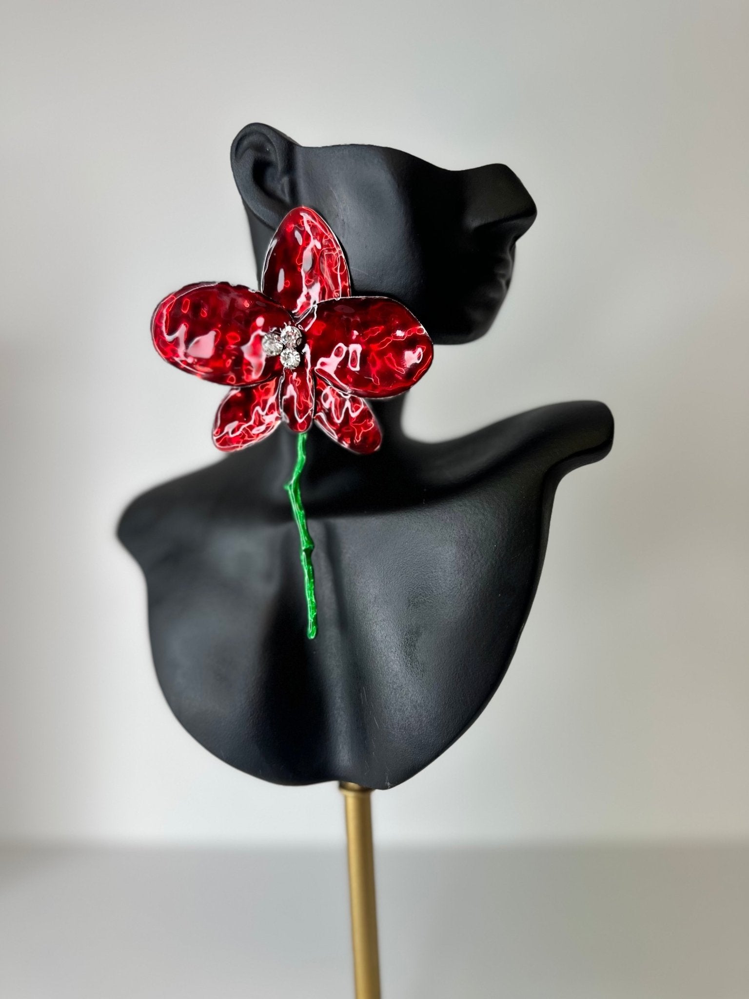 Enamel Orchid Statement Earrings Bold Floral Design - Gimmie Jewelry
