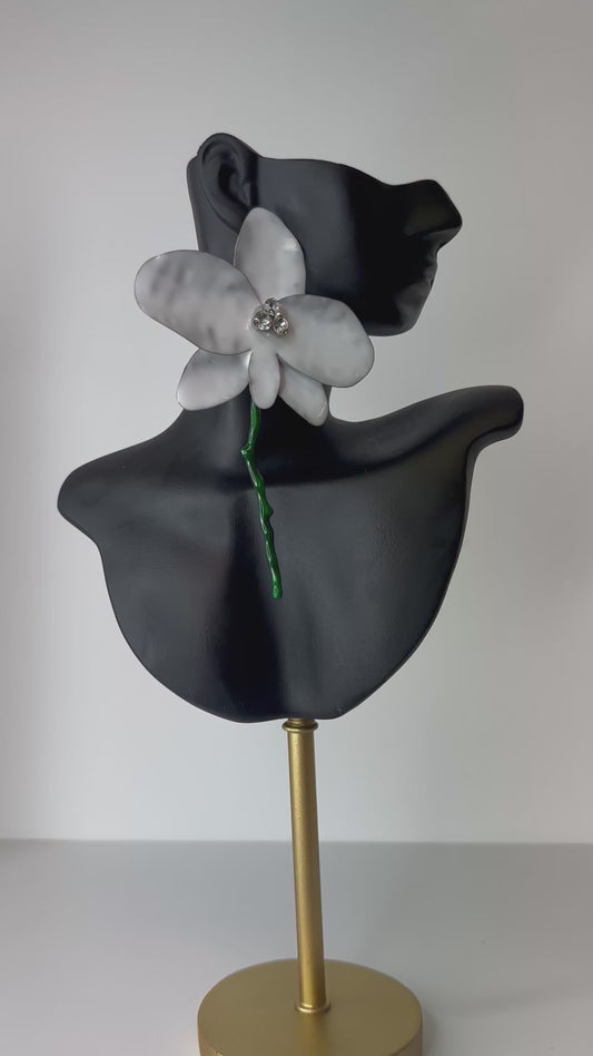 Enamel Orchid Statement Earrings  Bold Floral Design